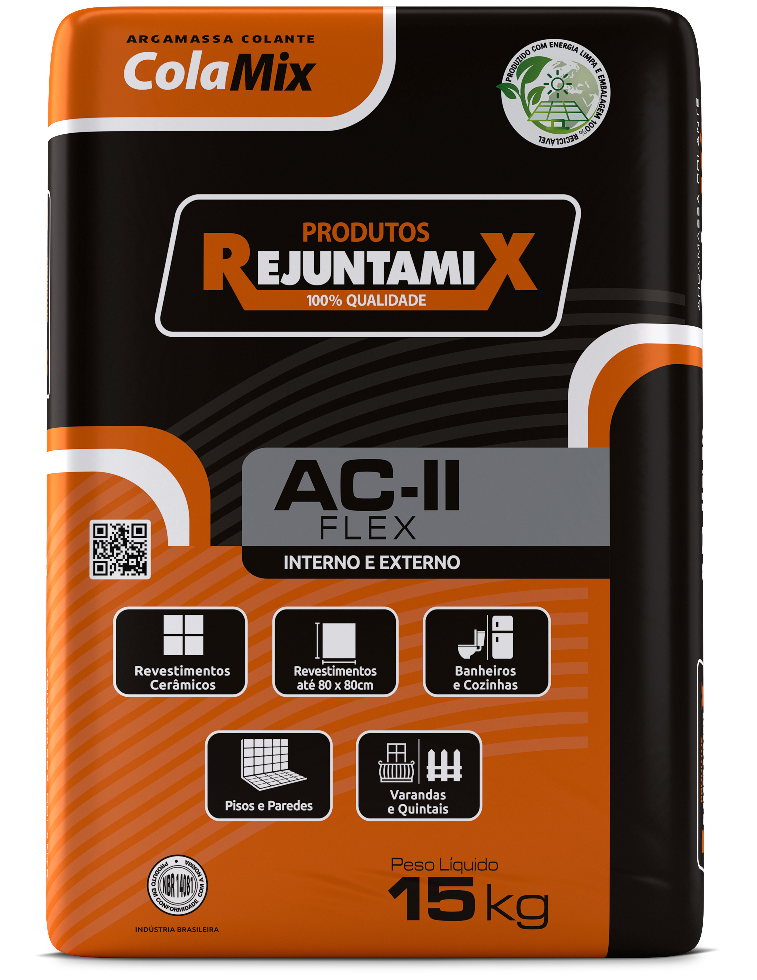 Argamassa AC-II 15kg Colamix Cinza Rejuntamix