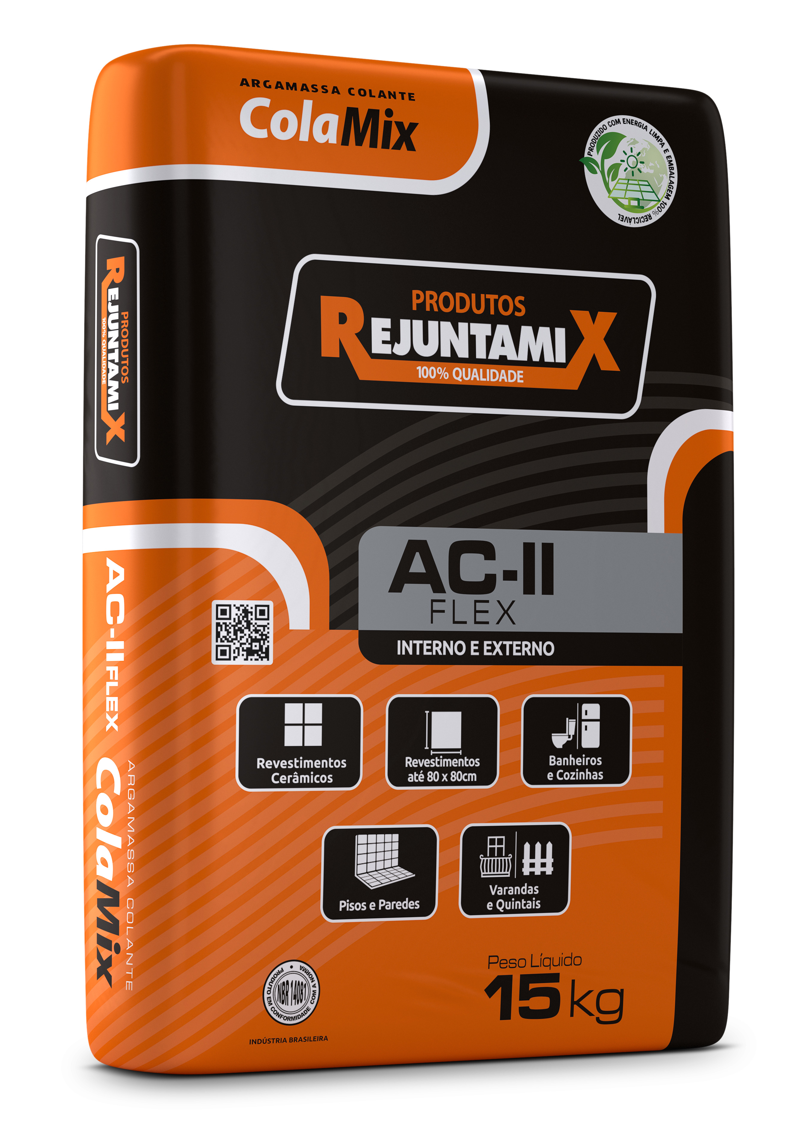 Argamassa AC-II 15kg Colamix Cinza Rejuntamix