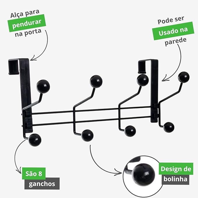 CABIDE 8 GANCHOS DE PAREDE E PORTA PT VIDRO .-1775843841206