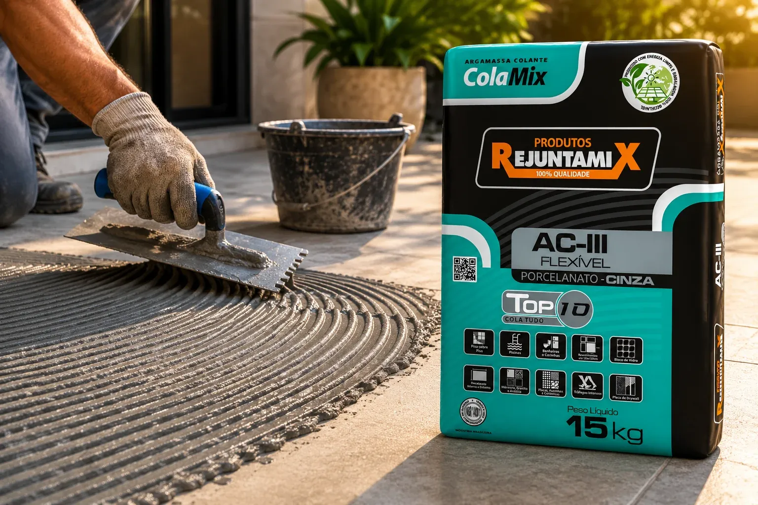 Argamassa AC-III Top 10 Cinza 15kg Rejuntamix
